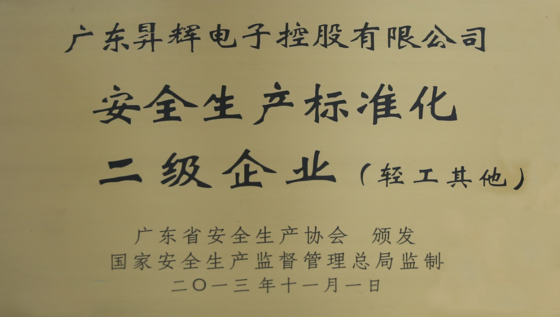 安全生產(chǎn)標準化二級企業(yè)